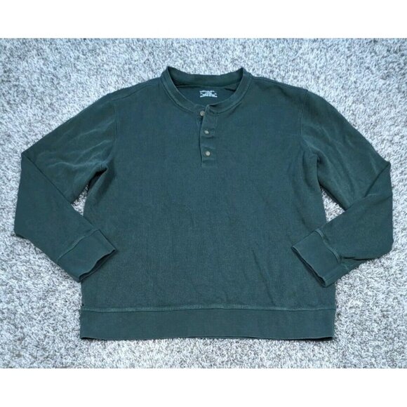 Untuckit Henley Sweater Mens Large Green Veneroso Sweatshirt Button Long Sleeve - Picture 1 of 4